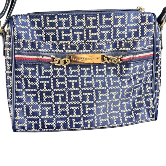 Tommy Hilfiger Navy and Cream Crossbody Bag - Picture 1 of 5